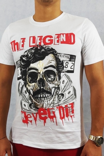 De Puta Madre Pants T-Shirt Escobar Skull weiss