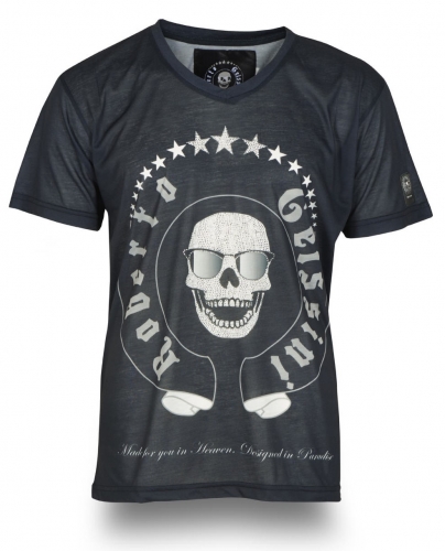 Roberto Geissini T-Shirt Skull Sunglasses St. in schwarz