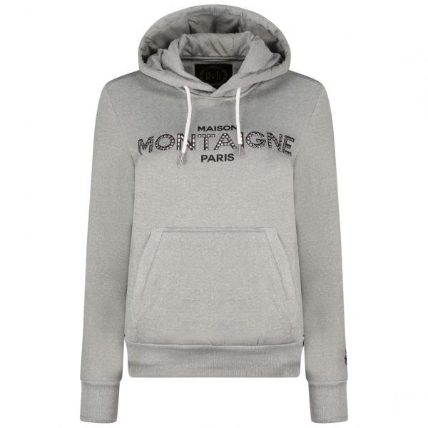 Maison Montaigne Kapuzen Pulli Hellgrau mit Strass